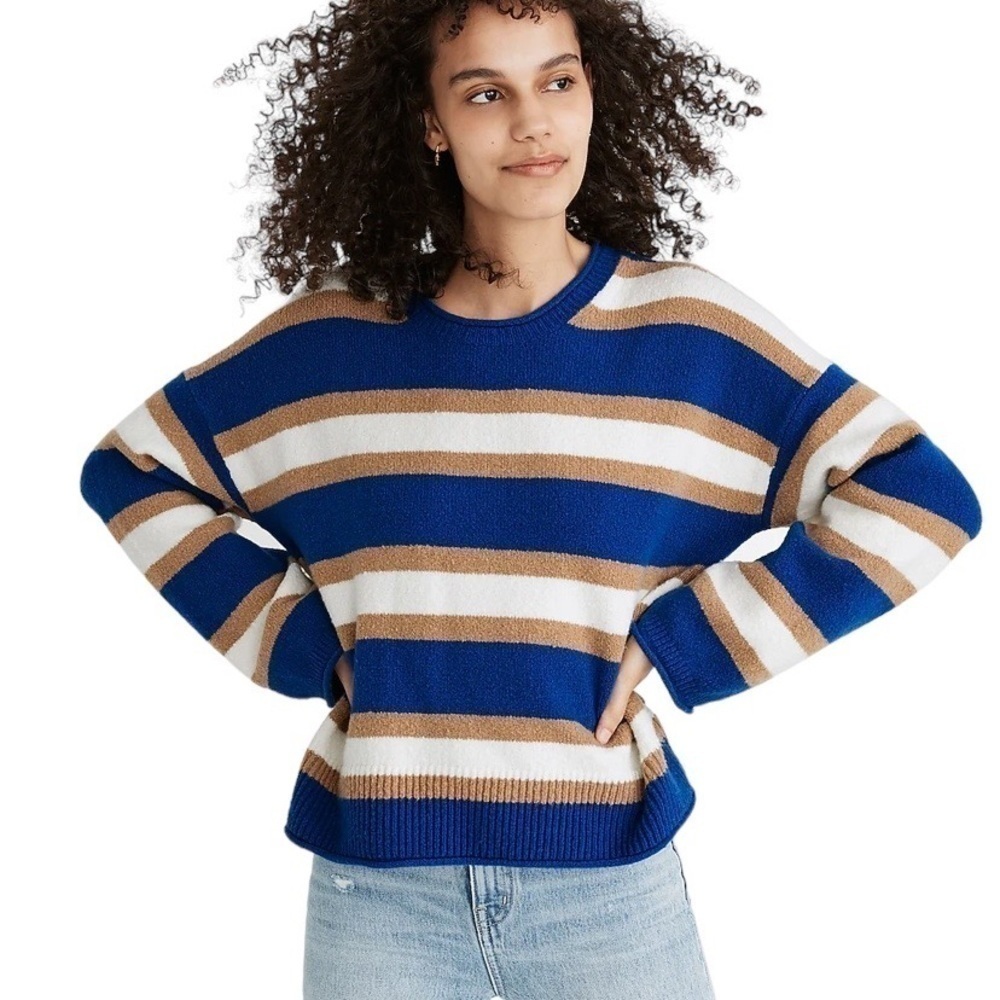 Madewell Stripe Belmore Crew Neck Soft Sweater
